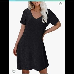 Sparkly Sequin Mini Dress Short Sleeve Sexy V Neck Glitter Party Cocktail Dress